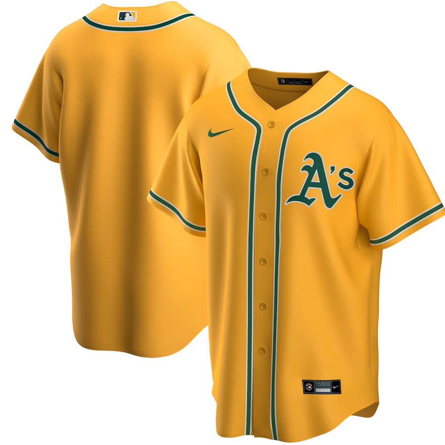 Mens Oakland Athletics Nike Gold Alternate Replica Team MLB Jerseys->oakland athletics->MLB Jersey